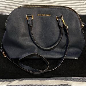 Michael Kors Blue Satchel with Gold Hardware